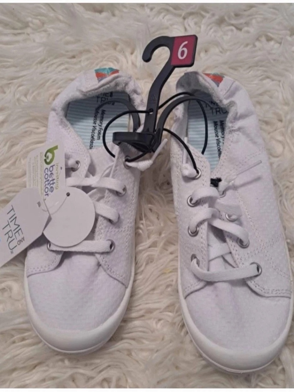 Time and Tru White Lace-Up Casual Women's Ankle Sneakers